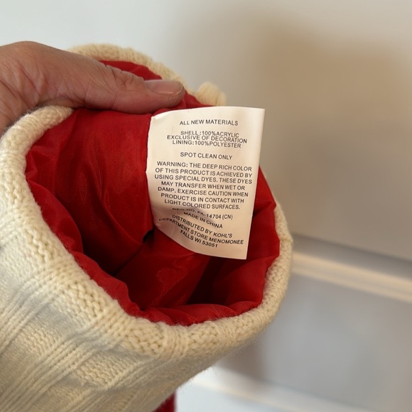 Kohls Initial Letter L Cable Knit Christmas Stocking Red Monigram L - Picture 5 of 9